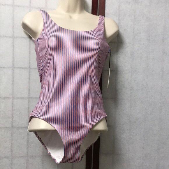 NWT ONIA KELLY‎ ONE PIECE STRIPE PIQUE Size M - Picture 1 of 8
